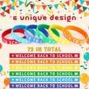 2 x Lenwen 72 Pcs Welcome Back to School Bracelets First Day of School Bracelets Silicone Wristbands Rubber Colorful Rewards Classmate School Gifts Kindergarten Semester Begins for School Party Supplies