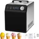 VEVOR Upright Automatic Ice Cream Maker with Built-in Compressor, 2 Quart No Pre-freezing Fruit Yogurt Machine, Stainless Steel Electric Sorbet Maker, 4 Modes Gelato Maker with Digital Display & Timer (Vertical, Silver + Black)
