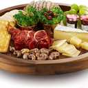 18" Acacia Wood Lazy Susan for Table Top - Wooden Brown Turntable Serving Tray for Charcuterie Boards Cheese Board - Extra Large Round Lazy Susan Organizer - Kitchen Revolution for Cabinet