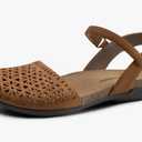 Athlefit Women's Closed Toe Sandals Comfort Cork Footbed Arch Support Flat Sandals, Size 7