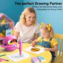 Drawing Robot for Kids with 100 Cards, Montessori Painting Learning Toys for 3 4 5 6 7 8 Year Old Boys Girls,Voice Interactive Early Learning Educational Drawing Toy Gift for Birthday Party