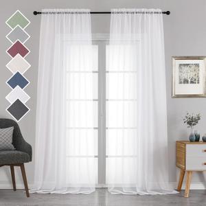 Chyhomenyc Extra Long White Sheer Curtains 120 Inches Long 2 Panels Set, Voile Window Drapes for Wedding Arch/Birthday Party/Hallway Window Guest Room, Each 42Wx120L in, 10FT, Set of 2, White (42"W x 120"L (Pack of 2))