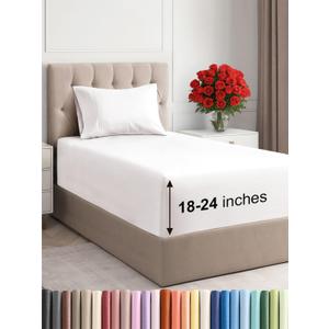 Extra Deep Pocket Twin Sheets - 3 Piece Breathable & Cooling Bed Sheets - Hotel Luxury Bed Sheet Set - Soft, Wrinkle Free & Comfy - Easily Fits Extra Deep Mattresses - Deep Pocket Antique White Sheets