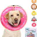 KOOLTAIL Inflatable Dog Cone Collar, Soft Donut E Collar for Dogs After Surgery to Stop Licking Enhanced Alternative, Blow Up Pet Neck Pillow Recovery Adjustable Cone for Dog Cat, Upgrade Size, Donut L (Large(15-18in), Doughnut Pink)