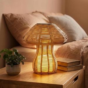 Solar Table Lamp, Handwoven Rattan Outdoor Lamp, 1 Pack