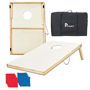Pointyard Wooden Cornhole Set, 3x2Ft Classic Cornhole Outdoor Games Set with 8 All-Weather Cornhole Bean Bags and Carrying Case - Portable Backyard Cornhole Board Game for Kids Adults Family