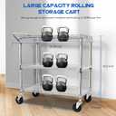 YNN Chrome Utility Rolling Cart,990Lbs 3 Tier Heavy Duty Metal Cart with Wheels & Handle NSF Wheeled Cart 31" D x 18" W x 33" H for Bedroom, Bathroom, Kitchen,Garden,Decor,Serving