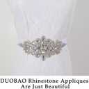 DUOBAO 2PCS Rhinestone Bead Silver Applique Belt Bridal Accessories Crystal Trim Rhinestones Beaded Appliques Wedding Dress Sash Belts Headband DIY