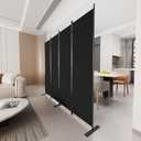 C-Hopetree 4 Panels Room Divider, 6 Ft Tall Indoor Folding Privacy Screen, Portable Partition Separator, Freestanding Separation Temporary Wall for Office, Bedroom, 80" W X 71" H, Black