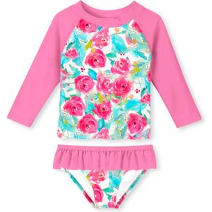 UNIFACO Toddler Girls Swimsuit Rashguard Set Summer Beach Breathable Tankini with UPF 50+ Sun Protection 2-8T (7-8 Years)