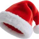 Santa Hat Adult Plush Fluffy Christmas Hats for Men Women Velvet Xmas Hat for New Year Holiday Festive Party