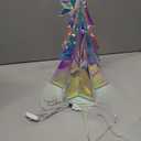 Holographic Christmas Tree, 15 Inch Desktop Decoration Tree with LED Lights, Prismatic Iridescent Christmas Tree Gift for Kids Girls Families Office Indoor Decorations