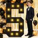 4FT Marquee Light Up Numbers, Black Giant Marquee Number 5, Pre-Cut Foam Board Set Can Be Used for Birthdays,Weddings,Party Anniversaries