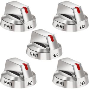 DG64-00473A Top Burner Control Dial Knob Range Oven Replacement Compatible with Samsung Range Oven Gas Stove Knob NX58F5700WS NX58H5600SS NX58H5650WS NX58J7750SS NX58M6850SS 5pcs