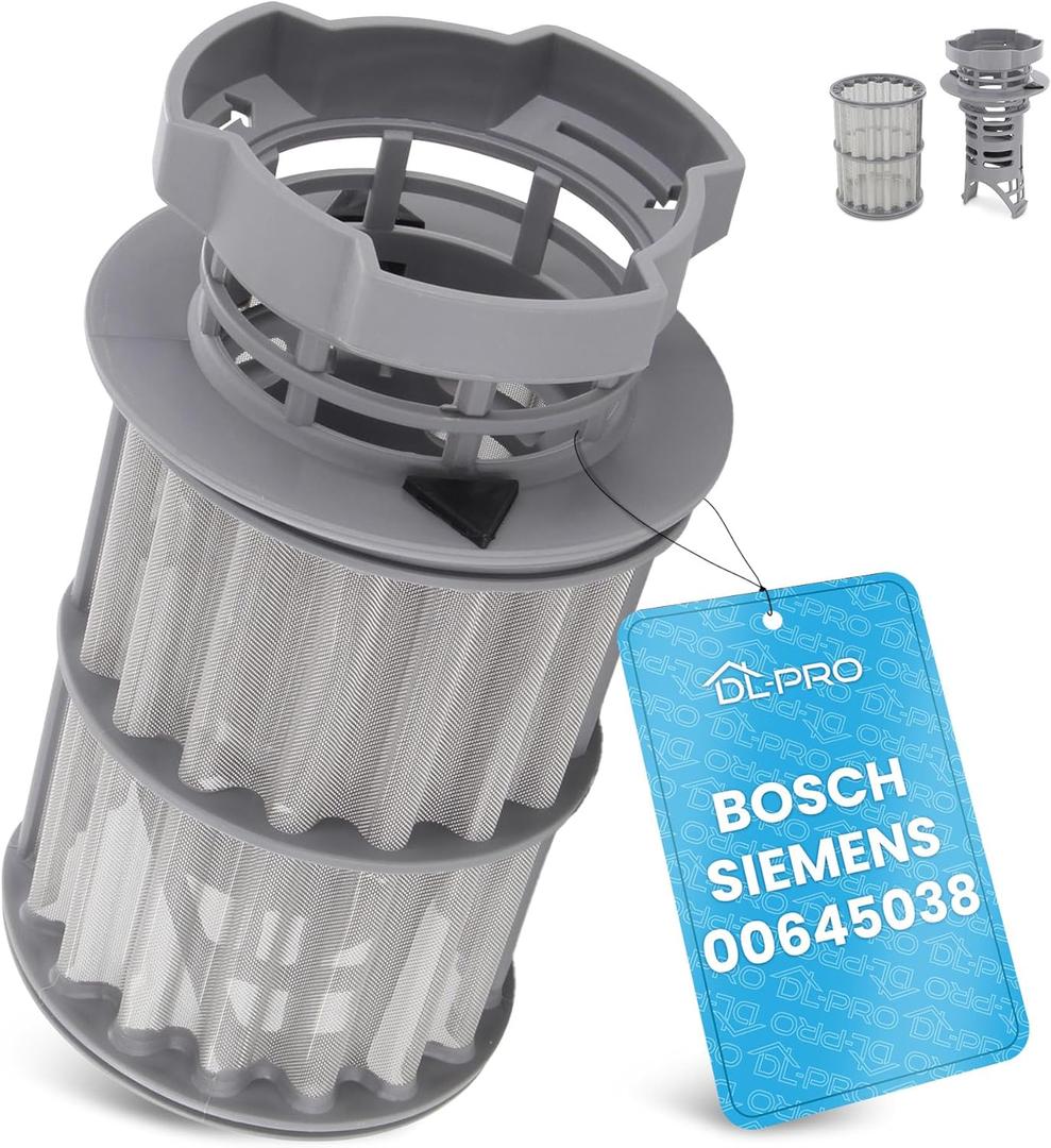 DL-pro Dishwasher Drain Mesh Filter for Bosch Thermador Siemens 00645038 645038 Two Piece Circulation Pump Micro Filter for Dishwasher SuperSilence Logixx PerfectDry iQ300 Serie 2 Serie 4 Serie 6