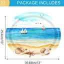 50 Count Nautical Beach Oval Paper Plates Platter 10" x 12" Disposable Sea Shells Ocean Serving Dish for Spa Party Baby Shower Summer Holiday Party Tableware Supplies Decor