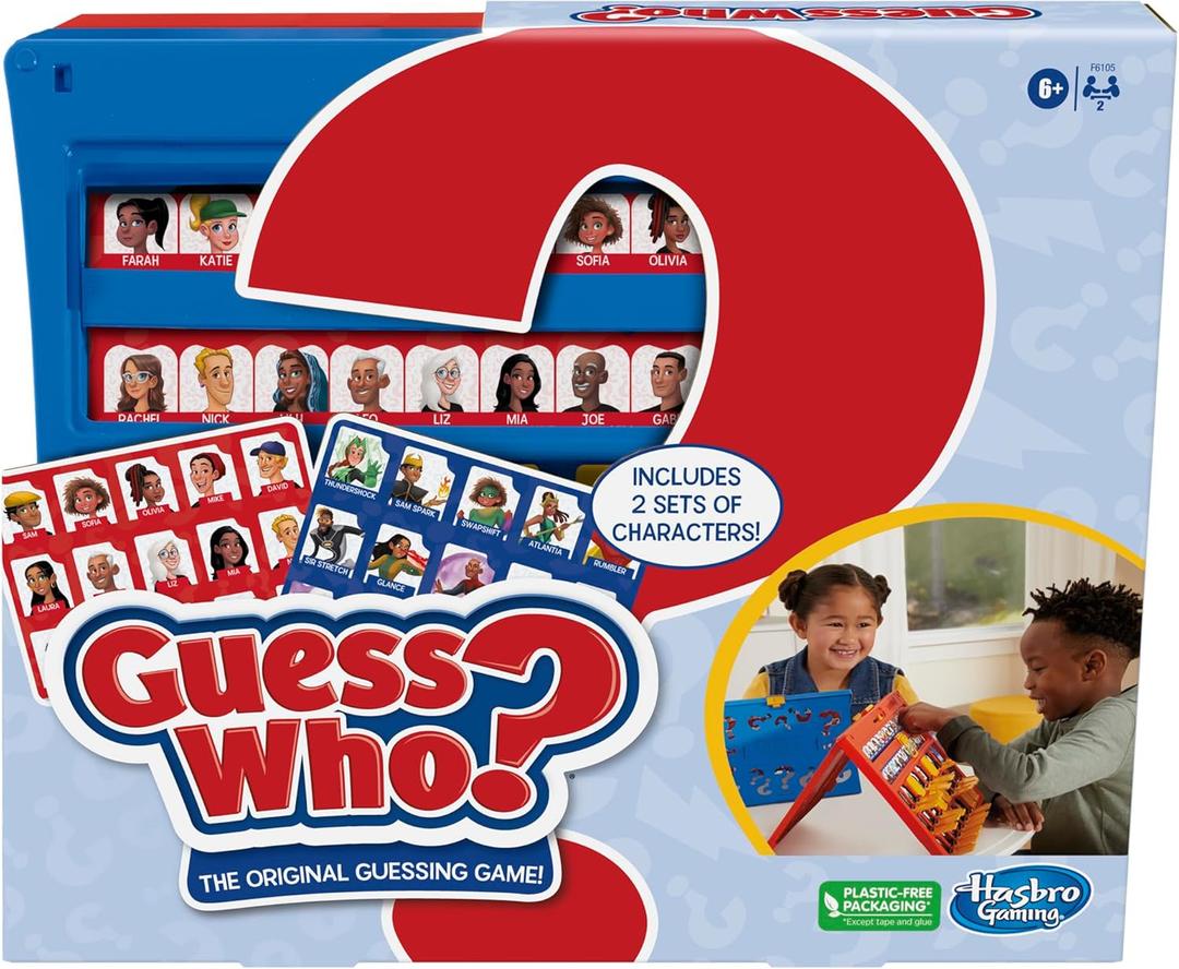 Hasbro Gaming Guess Who? Original,Easy to Load Frame,Double-Sided Character Sheet,2 Player Board Games for Kids,Guessing Games for Families,Ages 6 and Up (11.5 x 1.6 x 9.75)
