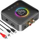 Bluetooth 5.4 Transmitter Receiver 3-in-1 Bluetooth Adapter HiFi Audio Receiver FM Transmitter with LED Display 3.5mm AUX RCA USB for TV/Car/PC/Home Stereo/Speakers