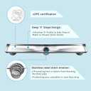 Neodrain 48-Inch Linear Shower Drain with Tile Insert Grate,Brushed 304 Stainless Steel Rectangle Shower Floor Drain, Linear Drain with Leveling Feet, Hair Strainer