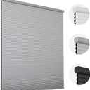 Joydeco Cordless Cellular Shades, 34 Inch Wide Blackout Honeycomb Blinds for Windows, Grey Blinds for Privacy, Thermal Insulation & Noise Reduction