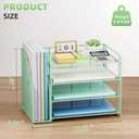 Marbrasse Desk Organizer and Accessories4-Tier Paper Letter Tray Organizer with File HolderDesk Accessories & Workspace Desktop Organizers for School Home Office Supplies (Green)