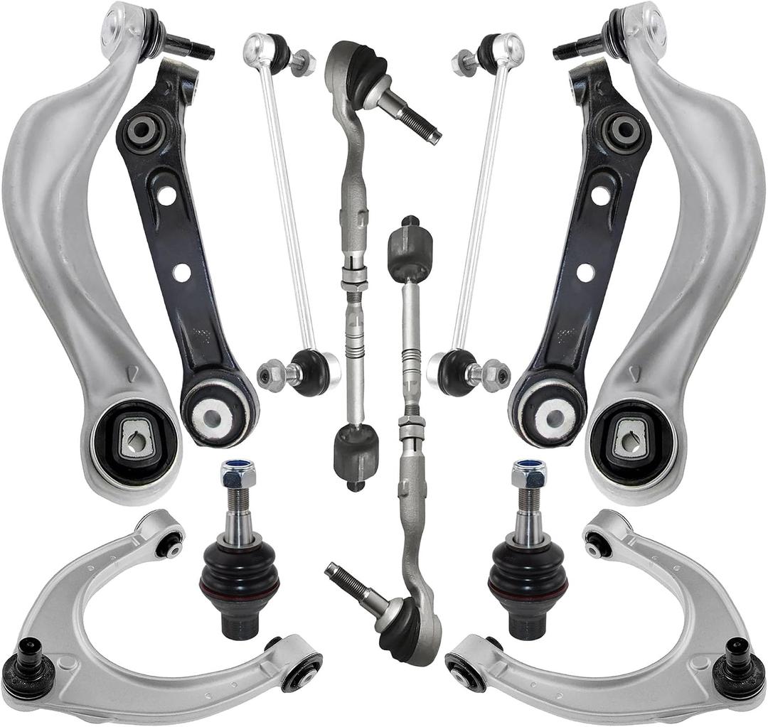 Front Suspension Control Arm Kit Compatible with BMW 750i 750Li 550i GT 550i GT 535i GT 740Ld Alpina B7 B7L xDrive Front Lower and Upper Control Arm, Sway Bar Link Front, Tie Rod End