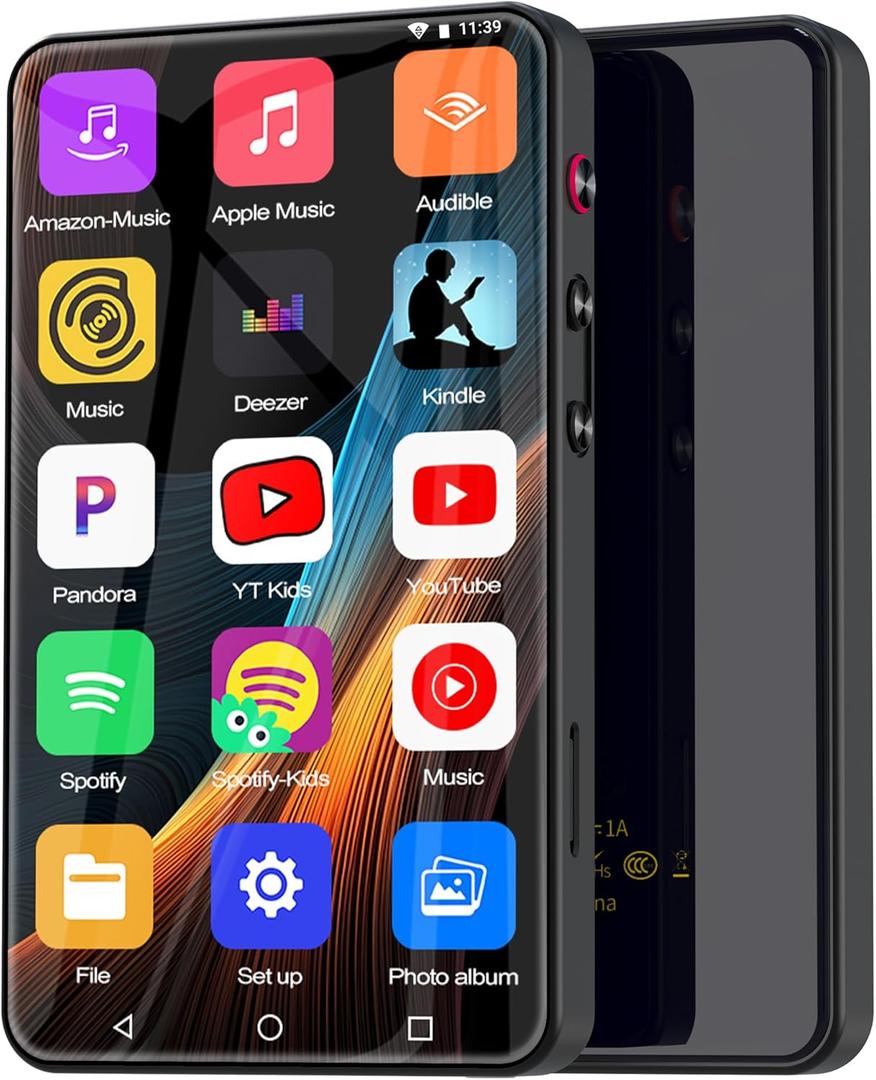 144GB MP3 Player with Bluetooth and WiFi, 4" Full Touch Screen MP4 Music Player with Spotify,Pandora,YouTube,Parental Control,Android Mainstrem Media MP4 Music Player for Kids up to 1TB,Black