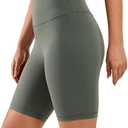 CRZ YOGA Naked Feeling Biker Shorts 8" | Sleek, Decent Compression, Yoga, Hidden Waistband Pocket, for Women (Large, Grey Sage)