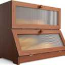 LOHASOK Bamboo Bread Box for Kitchen Countertop, Double Layer Large Bread Storage Container for Homemade Bread with Window & Lid, Bread Keeper Holder,Brown