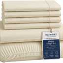 100% Egyptian Cotton Sheets Full Size - 1000 Thread Count 6 PC Deep Pocket Full Size Bed Sheets Set, Soft Sateen Weave Luxury Hotel Cooling Sheet, Fits Mattress Upto 16" - Ivory