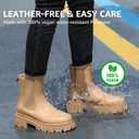 Bacia Chelsea Boots Women Lug Sole Ankle Boots Chunky Heel Slip On Booties (7, Apricot)