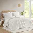 Madison Park King Bedspread Oversized Chenille Floral Bespread with Fringes, King Bedding Set Cozy Quilt, All Season Lightweight Soft King Size Bedspread, Willow, King White 3 Piece