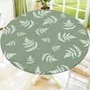 Moosfor Spandex Elastic Fitted Round Tablecloth for 45"-56" Tables, Stretch Washable Reusable Table Cover for Outdoor Picnic, Camping, Dining, Kitchen, Patio and Party, Mint Leaf