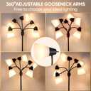 Hamucd Tree Table lamp, Multi Head Medusa 5 Light Adjustable Gooseneck Corner Lamp, Rustic Kids Bedside Reading Lamp with Fun Light Multicolored Shades for Bedroom, Living Room, Office, STR-DL-0027