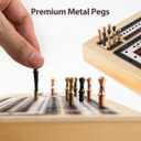 Cribbage Board Game Set, 3-Track Premium Wooden Cribbage Board with Magnetic Lock & Large Storage, 9 Metal Pegs, 2 Decks of Playing Cards - Classic Board Games for Adults Family (Instruction Include)