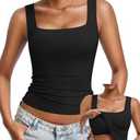 Avidlove Womens Built in Bra Tank Tops Double Lined U Neck Strechy Basic Summer Trendy Going Out Top, 2 XL