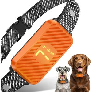 Dog Bark Collar for Large Medium Small Dogs, Effective No-Bark Collar, Smart Barking Collar, Rechargeable Bark Collar with 7-Level Sensitivity, 3 Beep & Vibration Modes, Waterproof, Orange
