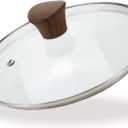 LC LICTOP Tempered Glass Lid, Fit for 8 Inch Cookware, Universal Pot and Pan Cover Replacement - Dishwasher Safe Glass Cover with 304 Stainless Steel Edge & Heat Resistant Bakelite Knob (Brown)