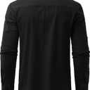 JOGAL Mens Renaissance Shirt Medieval Pirate Viking Halloween Costume Gothic Steampunk Retro Long Sleeve Lace Up Shirts (Black, XXL)