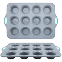 To encounter Silicone Muffin Pan, 2 Pack 12-Cup, Nonstick Baking Cups, BPA Free Cupcake Pan with Metal Reinforced Frame More Strength