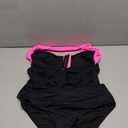 Tempt Me Two Piece Tankini Bathing Suits for Women One Shoulder Swim Top with Bottom Swimsuits (Black Pink) M