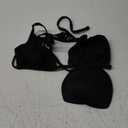 Suvimuga Women's Triangle Bikini Top Push up Padded Halter String Bathing Suits Top (Black), S