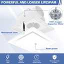 Bathroom Exhaust Fan with Light,11.8 In Panel,6000K 12W Square LED,141 CFM,0.7 Sones 4 Inches Duct 110V,Quiet Bathroom Ventilation Exhaust Fan for Shower/Restroom/Office/Home(6000K LED)