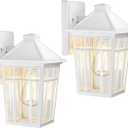 Darkaway Outdoor Sconce Lights Wall Light Fixtures, Front Porch Light Outdoor Wall Anti-Rust Waterproof Aluminum with Glass Exterior Light Fixture for Patio, Yard, Doorway, Garage (2 Pack, White), Medium2 pack