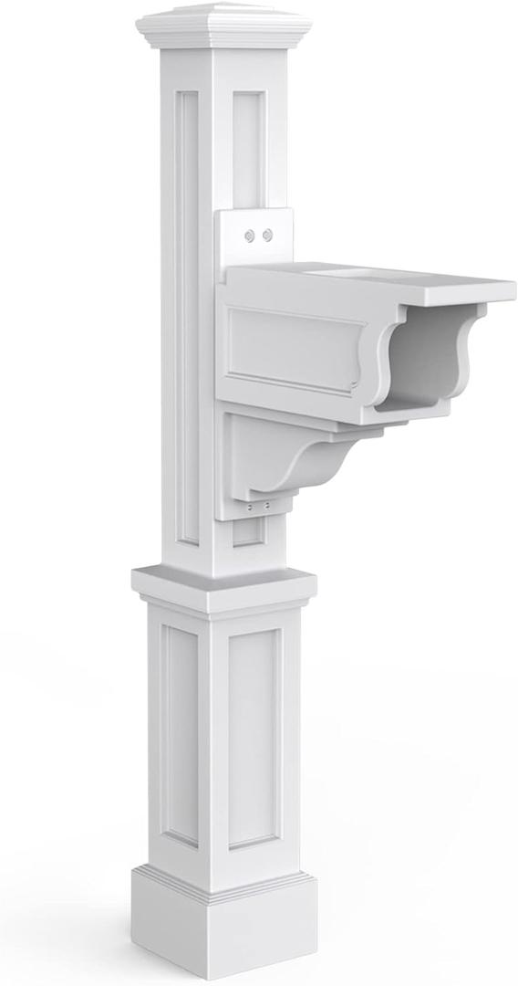 Mayne Dover Single Arm Mail Post - White - 25.5in x 8in x 56.5in - Standard Post, Arm & Hardware Kit Included (5810-W)