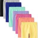 The Children's Place Girls' Solid Bike Shorts (Medium, Multi Color 8-pack)