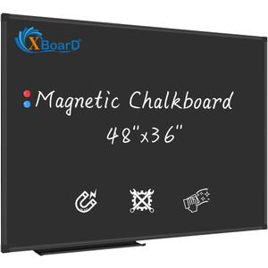 XBoard Magnetic Chalkboard Blackboard 48 x 36, Chalk Board/Black Board with 2 Magnets, Black Aluminium Frame (48" x 36" Black)