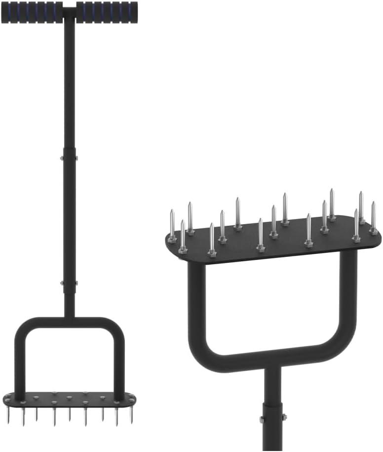 Lawn Aerator Tool - Manual Yard Plug Aerator with 15 Spikes, Gardening Tool for Lawn Care and Soil Aeration, Ideal for Lawns, Yards, and Gardens