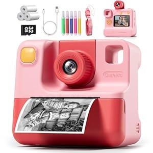 Instant Print Camera for Kids, 1080P Kids Instant Cameras,HD Digital Video Cameras Toddler 3 Print Paper & 32G Card,Christams Birthday Gifts for Girls Boys Age 3-12 (Black)