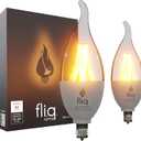 Fliq | LED Flame Light Bulb | 2 Pack | 2W | 4 Modes | Flickering Flame Bulb | 2023 Release | (Mini Clear E12)